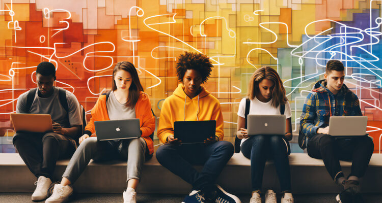 group of people, Group of Students Sitting and Working on Laptop